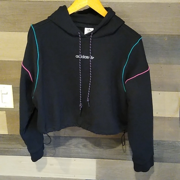 adidas Tops - Adidas Black Cropped Hoodie. Women's. Sz L Retro inspired.